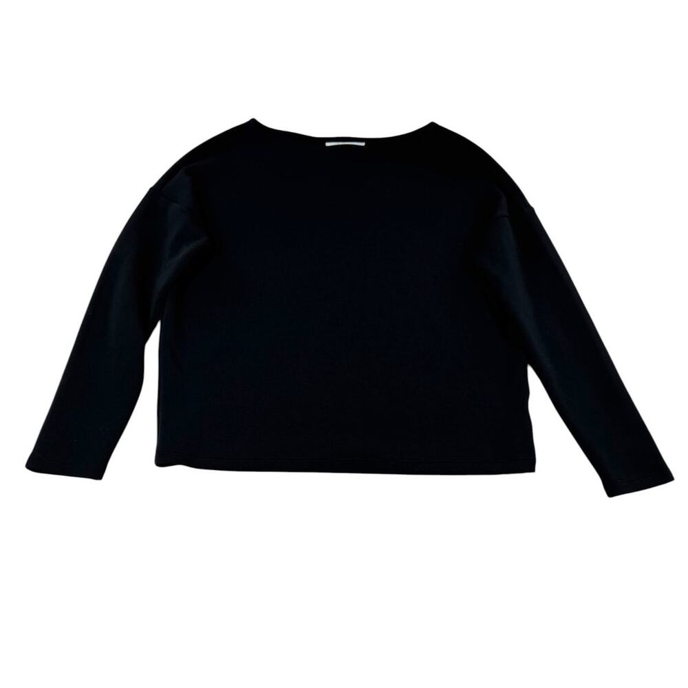 Spanx AirEssentials Boat Neck Long Sleeve Shirt S Black Spacer Fabric Relaxed - Picture 4 of 8